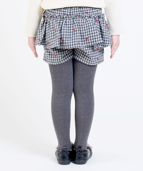 PUTUMAYO チェックフリルキュロット　ドロワーズ la poche biscuit パンツ チェック総柄刺繍フリルキュロット