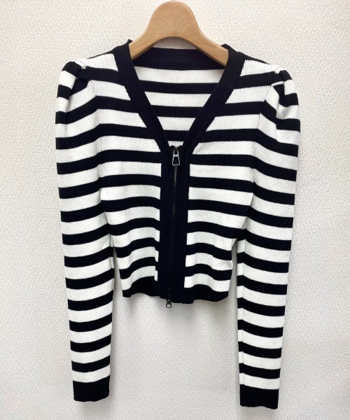 Lady レディー ボーダーサマーニットワンピ LADY LIKE ワンピース ボーダーカーデ付きノースリーブニット
