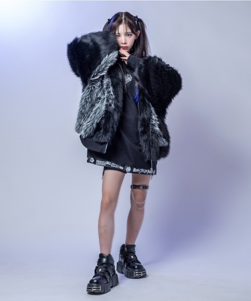 アウター WOO-STAR(ウー スター)ビッグシルエット スターレイヤー ファー ブルゾン WOO STAR ウー スター ビッグシルエット スターレイヤー ファー