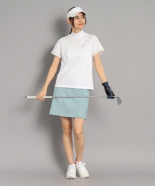 【UVカット/防透け】裾リボン モックネックプルオーバー　adabat adabat tシャツ 「吸水速乾/UVカット」ラインストーンロゴ