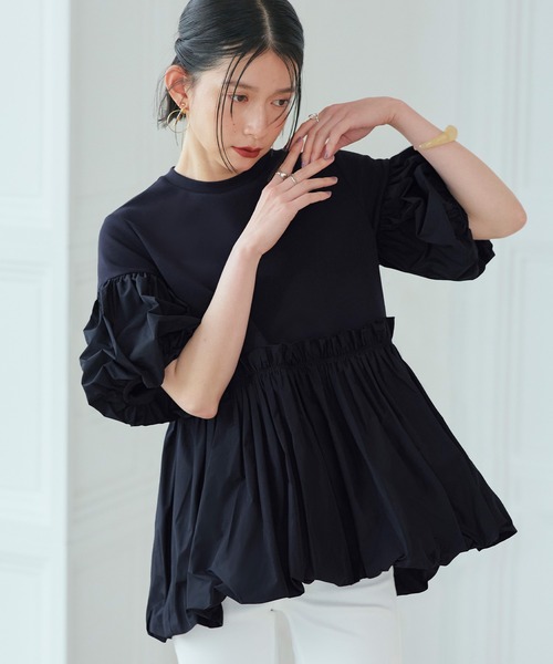 ☆美品☆超高級素材❕【フリルを使ったかわいらしいデザインと本格素材の組み合わせ】 楽天市場】カットソー レディース トップス 半袖 五分袖