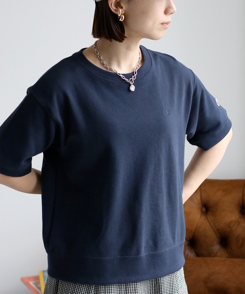 tシャツ 「champion」ワンポイントショートスリーブスウェット レディース