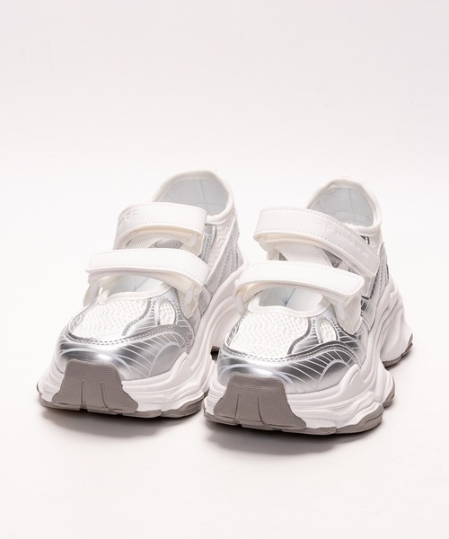 Balenciaga シルバー厚底サンダル 4.5㎝ベルクロ SVEC スニーカー 厚底 ベルクロ スニーカーサンダル レディース