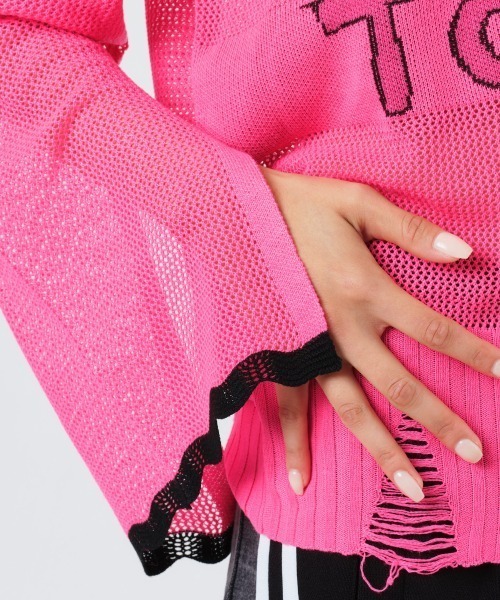 ニット セーター atmos pink ダメージ オフショル ニットトップス レディース atmos girls ニット セーター pink ダメージ オフショル ニット