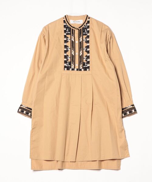 sara mallika ブラウス シャツ COTTON LINE EMB SHIRT