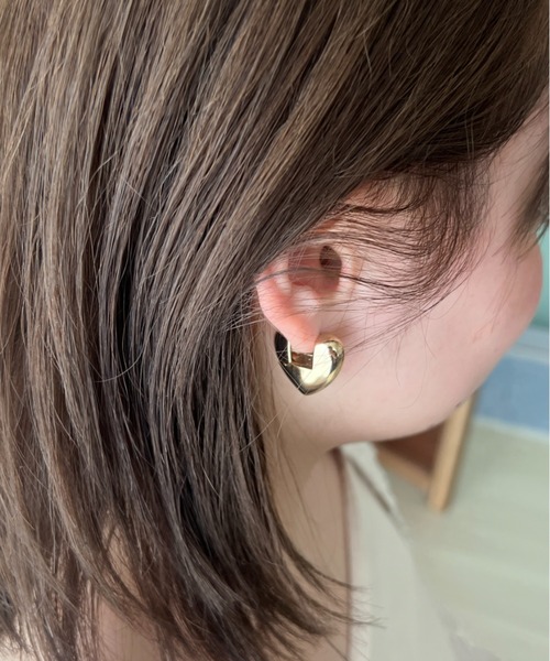 ciite' ピアス ぷっくりボリュームハートワンタッチピアス (両耳用