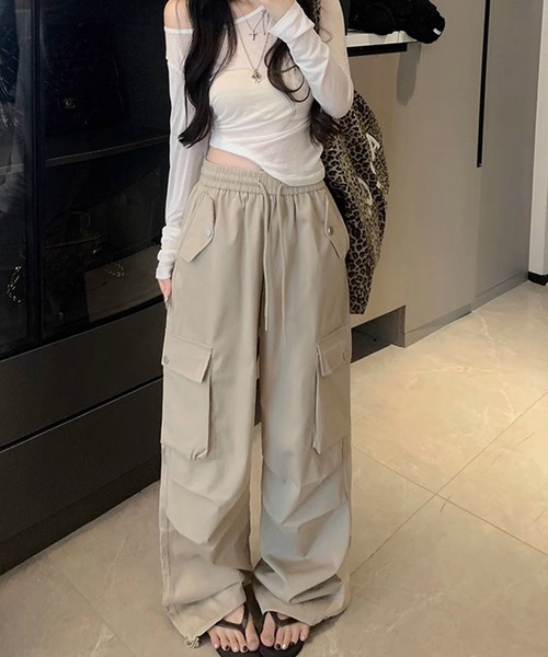 Chiina カーゴパンツ Chiina/ワイド パラシュート カーゴパンツ