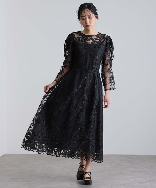 atlo by POUR VOUS 結婚式ドレス ブラック XL 新品 atlo（アトロ） パーティードレス ドレス ロング＆袖あり フォーマル