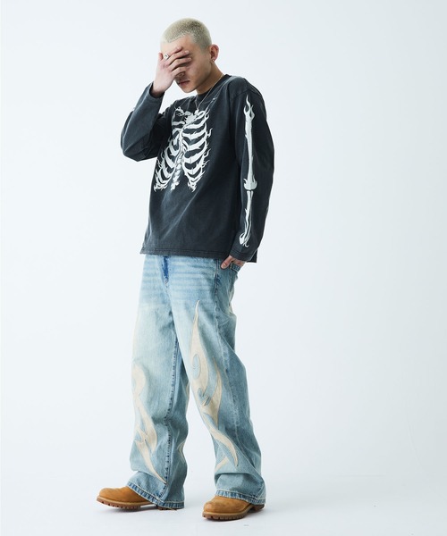 SUPPLIER ジーンズ デニムパンツ｜Tribal Leather Patch Baggy