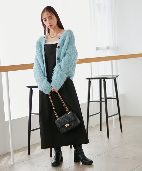 「VIS」 ニットカーディガン FREE サックスブルー レディース_画像9