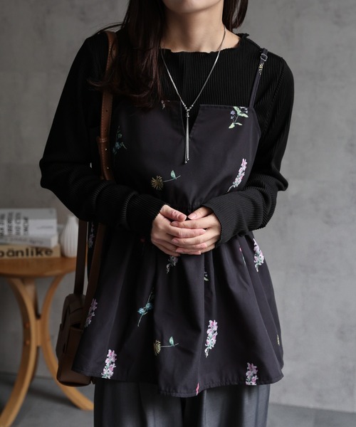 フラワープリント キャミソール ap retro 「セットアップ対応」フラワープリントキャミソール