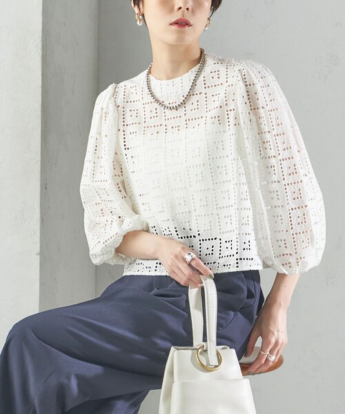 シップス（SHIPS）/〈手洗い可能〉Broche スクエア レース 2WAY ブラウス SHIPS（シップス） ブラウス シャツ 「手洗い可能」Broche スクエア