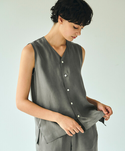 ブラウス シャツ LE GLAZIK | キュプラフィブリル Vネックシャツ WOMEN レディース