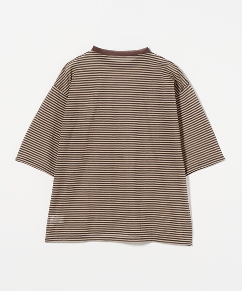 roku 6 ロク コットンナイロン ボーダー リンガーTシャツ シアーシャツ セール】＜6(ROKU)＞コットンナイロン シアーボーダーTシャツ（T