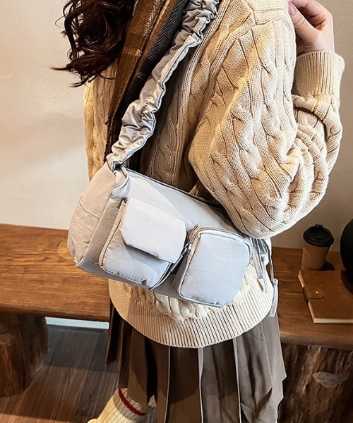 ナイロンポシェットバック QUAY】はっ水ナイロンポシェット 牛革部分使い ショルダーバッグ