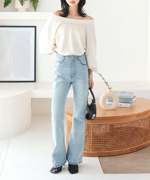 [KOBE LETTUCE] обработка ботинки cut Denim брюки M голубой женский 