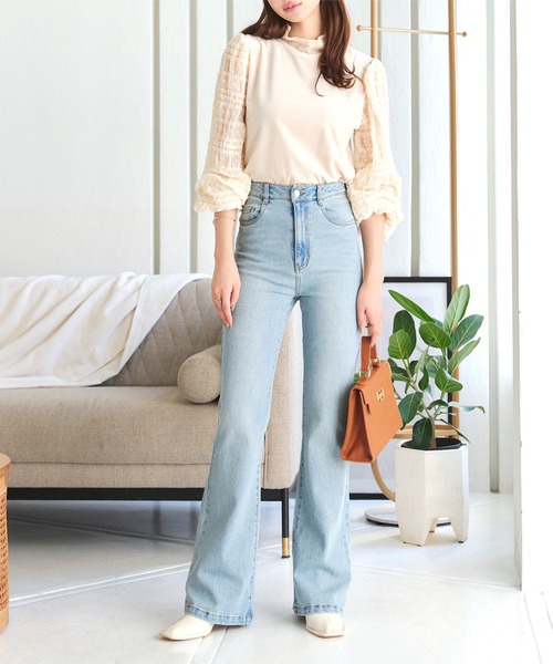 [KOBE LETTUCE] обработка ботинки cut Denim брюки M голубой женский 