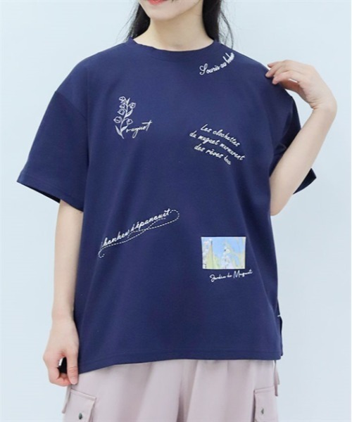 axes femme tシャツ 吸水速乾ランダム鈴蘭刺繍T レディース