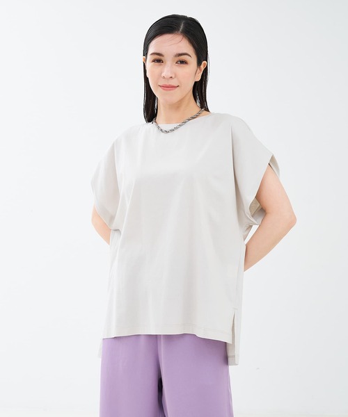 tシャツ 「接触冷感・UVカット」コンパクトクールフレンチスリーブチュニック レディース
