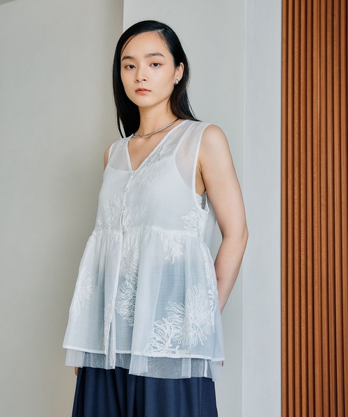 ブラウス シャツ シアー刺繍アソートノースリブラウス　497427 レディース LEPSIM ブラウス シャツ シアー刺繍アソートノースリブラウス