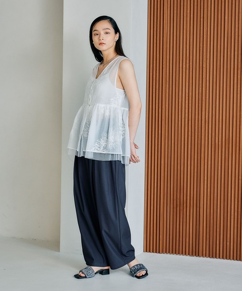 LEPSIM（レプシィム） ブラウス シャツ シアー刺繍アソートノースリ