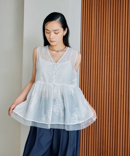 lepsimシアー刺繍アソートノースリブラウス LEPSIM ブラウス シャツ シアー刺繍アソートノースリブラウス