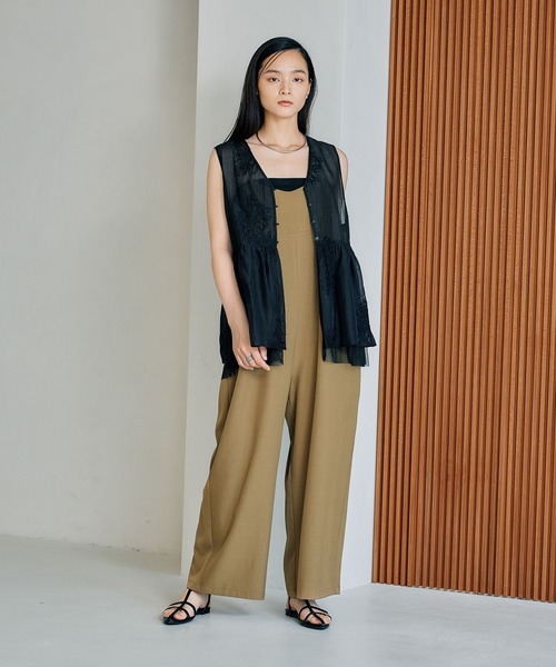 LEPSIM ブラウス シャツ シアー刺繍アソートノースリブラウス