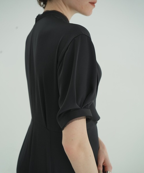 CLANE（クラネ） ワンピース 半袖 STAND COLLAR WAIST TIE ONEPIECE
