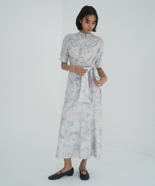 CLANE（クラネ） ワンピース 半袖 STAND COLLAR WAIST TIE ONEPIECE