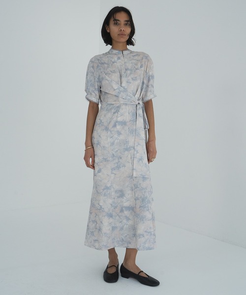 CLANE 美品 STAND COLLAR WAIST TIE ONEPIECE CLANE（クラネ） ワンピース 半袖 STAND COLLAR WAIST TIE ONEPIECE