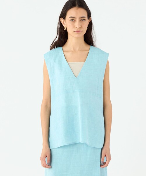 【MACPHEE】ラミー Vネックトップス MACPHEE ブラウス シャツ ラミー Vネックトップス レディース