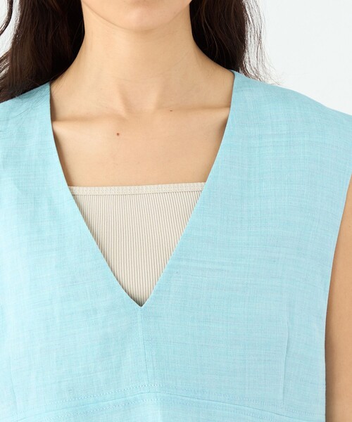【MACPHEE】ラミー Vネックトップス MACPHEE ブラウス シャツ ラミー Vネックトップス レディース