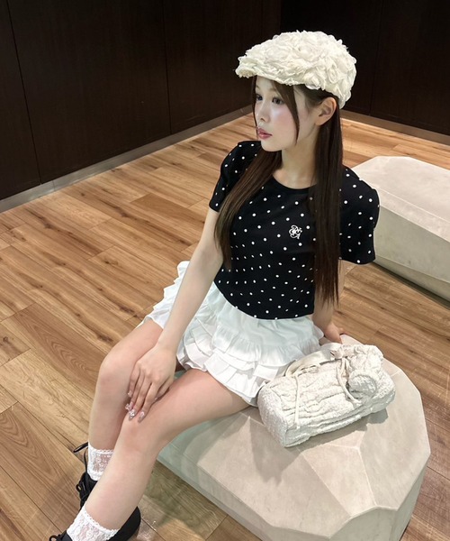 one after another NICE CLAUP tシャツ ワンポイント刺繍ドットTシャツ