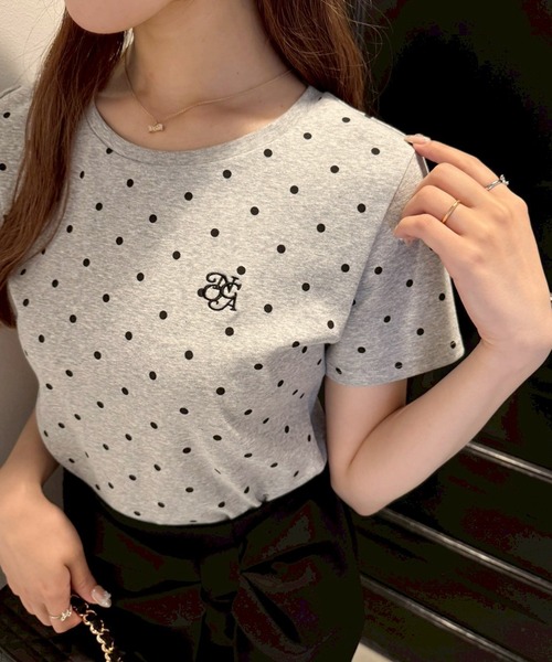 one after another NICE CLAUP tシャツ ワンポイント刺繍ドットTシャツ