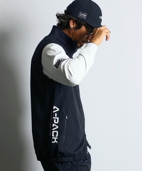 ベスト/ジレ BACK TUCKAN GOLAVEST SLIM TAPERED】【春夏】ジレ(ベスト)/ブラック×ウィンドペン/4S