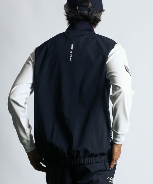 ベスト ジレ 「BLACK LABEL」”A-PACK” SET UP RIBBED VEST：セットアップ リブネック テックベスト メンズの画像