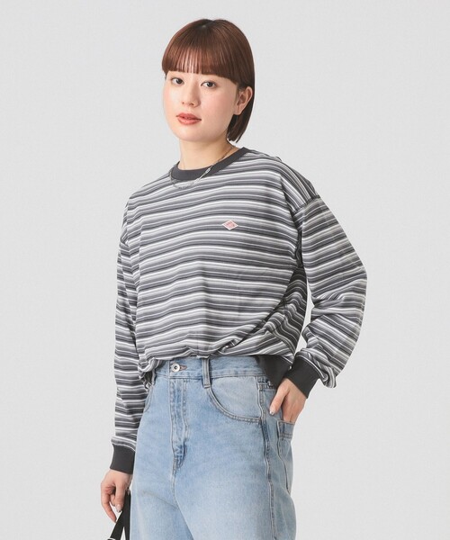 Danton tシャツ DANTON WOMEN'S LONG SLEEVE STRIPE SWEAT T-SHIRT