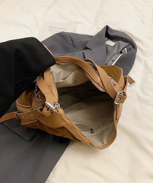 スウェードハンドバッグ pumpkin port ショルダーバッグ バッグ ミニポーチ付き