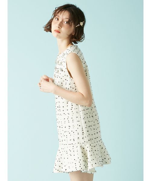 LILY BROWN Aラインビジューミニワンピース L.B CANDY STOCK]ツイードビジューAラインミニワンピース(ミニ