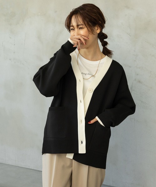 「GLOBAL WORK」 ニットカーディガン LARGE ブルー系その他 レディース_画像3