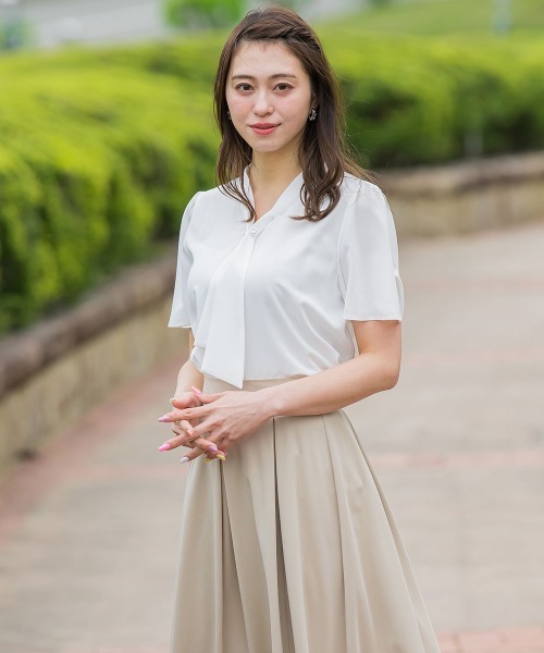 「QUEENS COURT」 半袖ブラウス M ブラック レディース_画像3