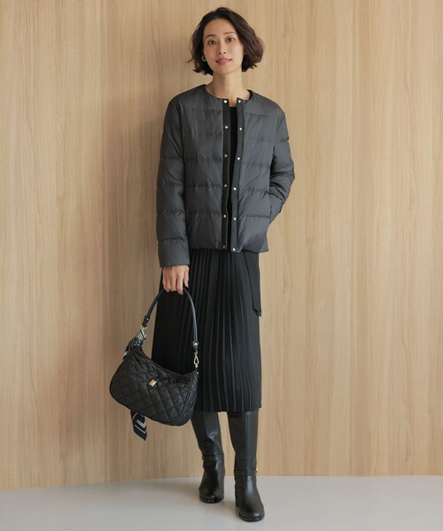 ダウンコート ダウンジャケット 「洗える」ライトダウン ノーカラー