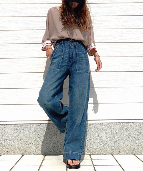 「Q」 ドルマンスリーブブラウス MEDIUM ベージュ レディース_画像2