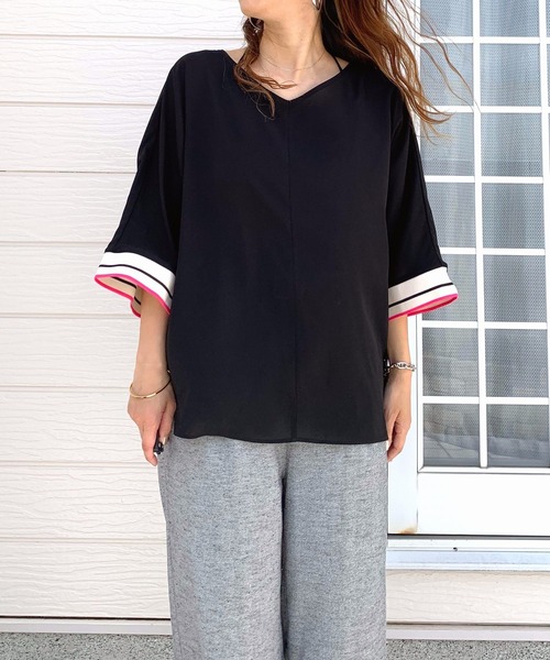 「Q」 ドルマンスリーブブラウス MEDIUM ベージュ レディース_画像6