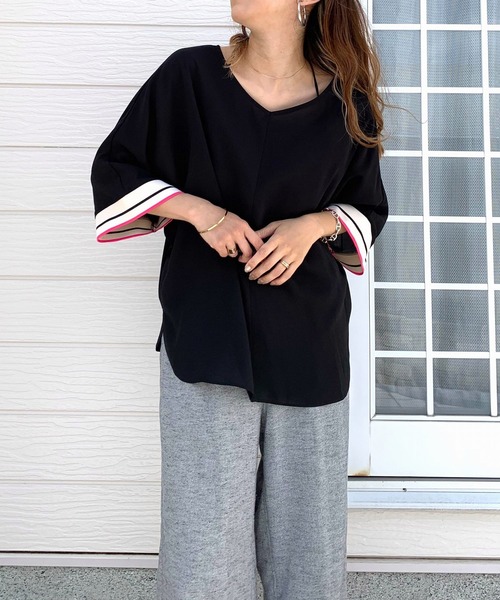 「Q」 ドルマンスリーブブラウス MEDIUM ベージュ レディース_画像9