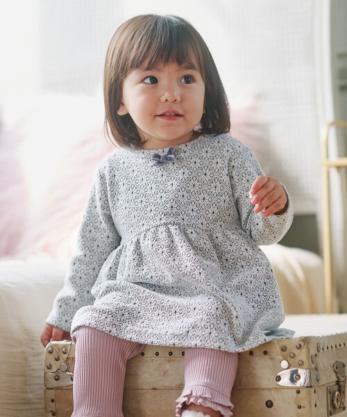 ベビー服 ロンパース 「80-90cm」 フロストフラワージャガード