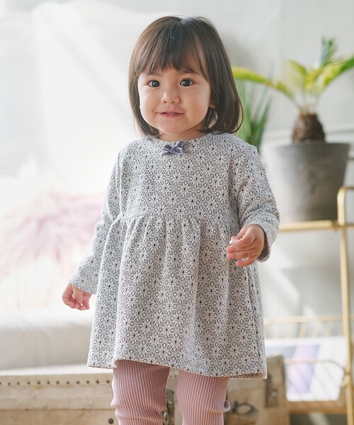 ベビー服 ロンパース 「80-90cm」 フロストフラワージャガード