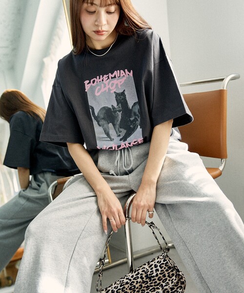 「PUBLUX」 半袖Tシャツ SMALL チャコールグレー レディース_画像3