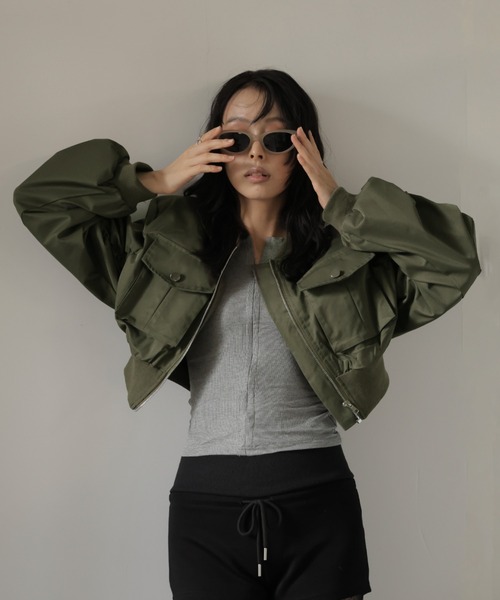 ULYSSES ma1 ma-1 ギャザースリーブショート丈ミリタリーブルゾン/MA-1