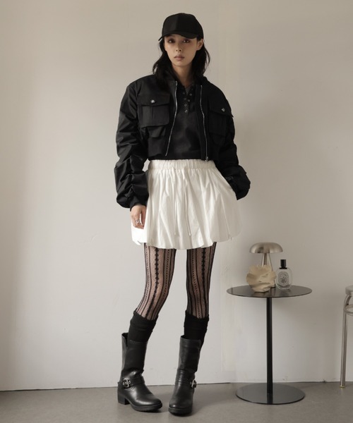 ULYSSES ma1 ma-1 ギャザースリーブショート丈ミリタリーブルゾン/MA-1